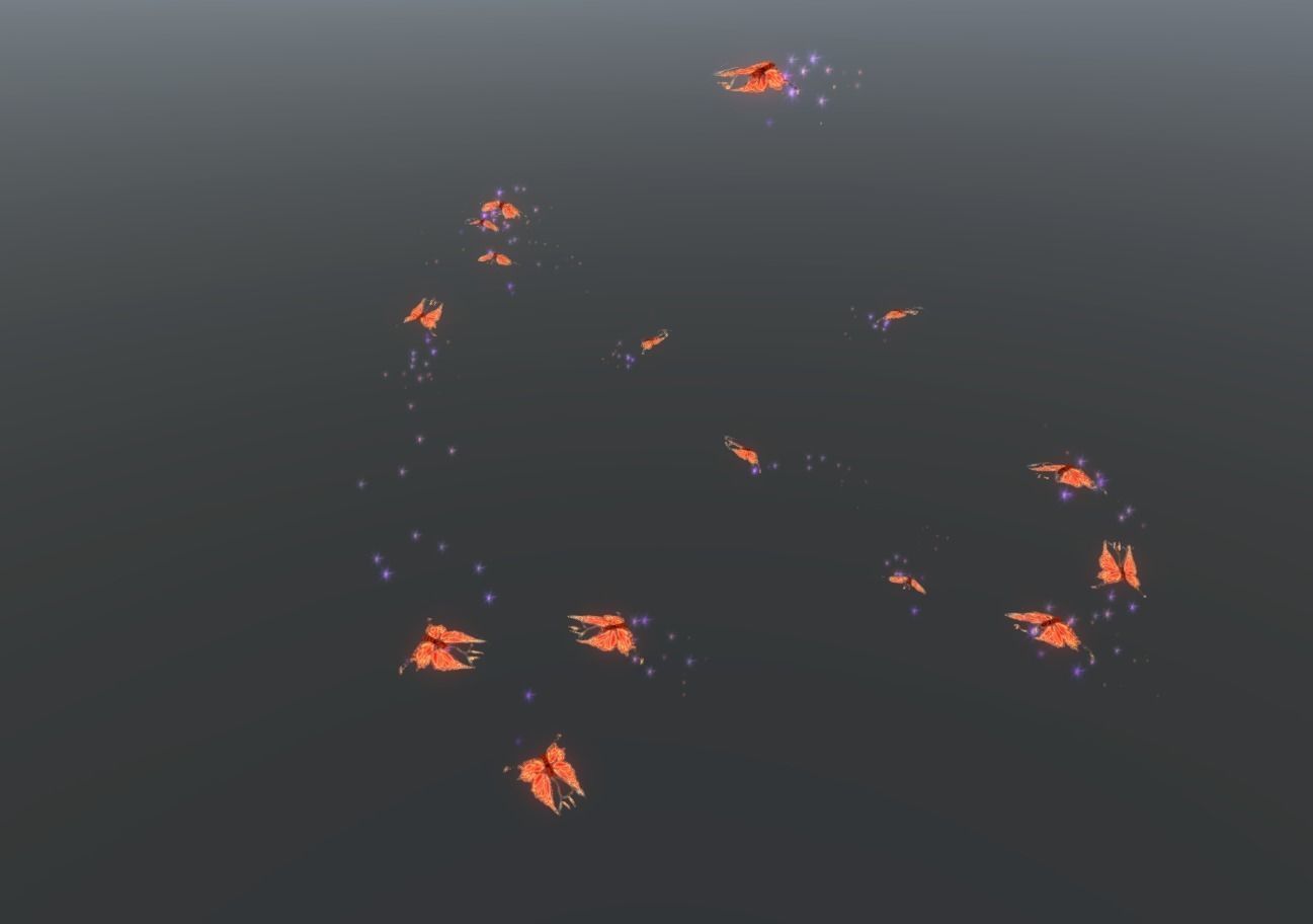 Butterflies 2 Animated  Low-poly 3D model_26