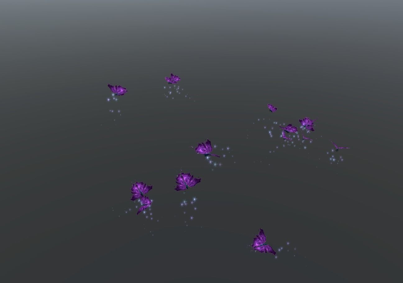 Butterflies 2 Animated  Low-poly 3D model_24