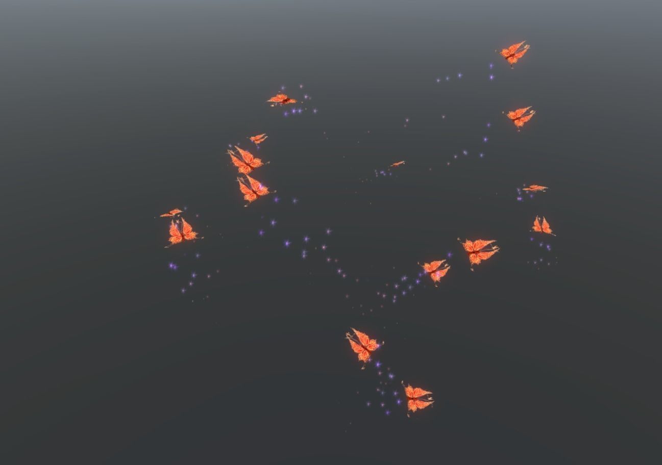 Butterflies 2 Animated  Low-poly 3D model_31