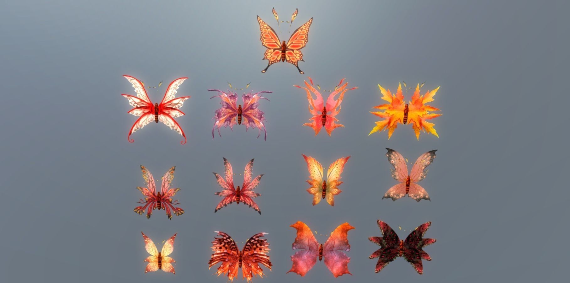 Butterflies 2 Animated  Low-poly 3D model_3