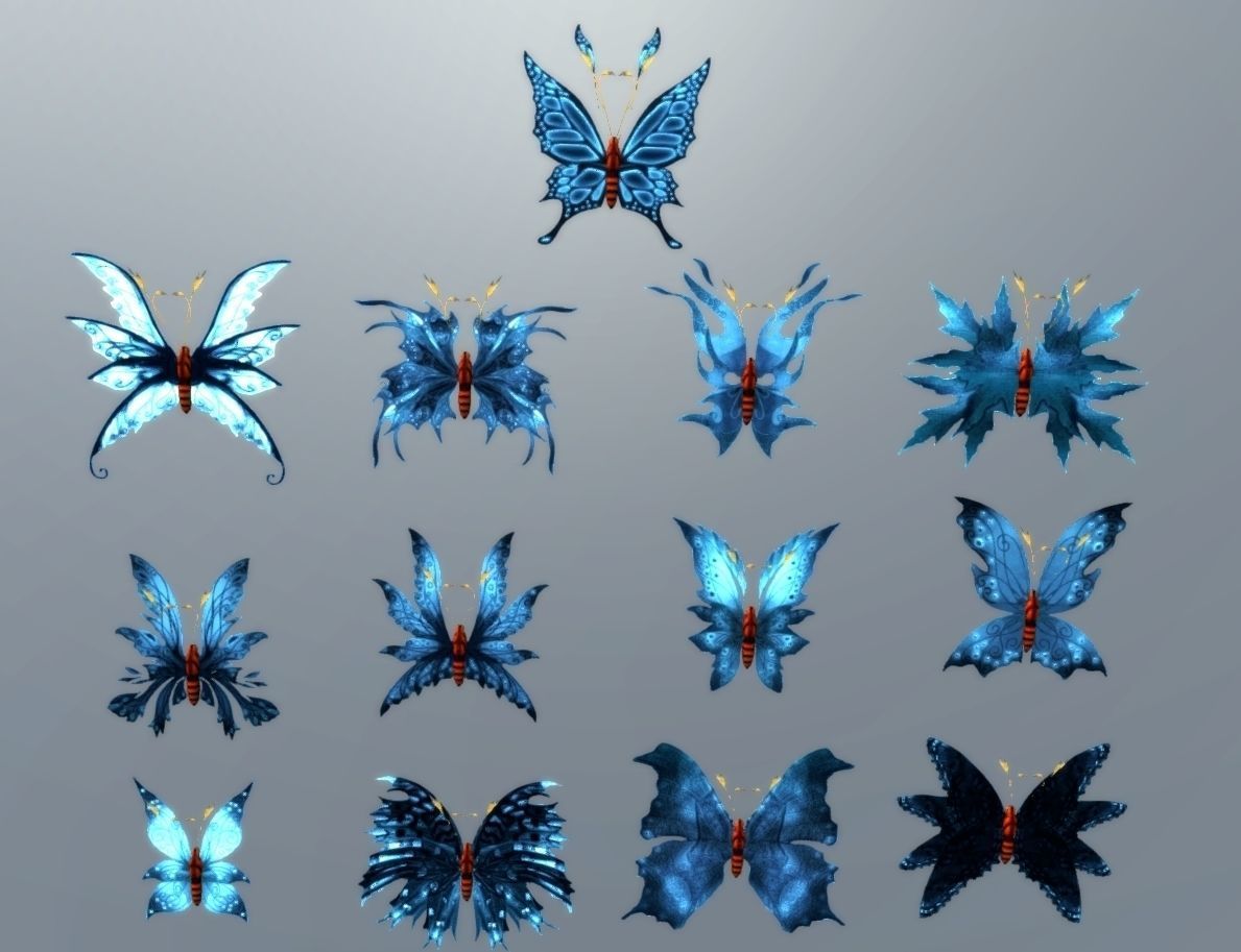Butterflies 2 Animated  Low-poly 3D model_7