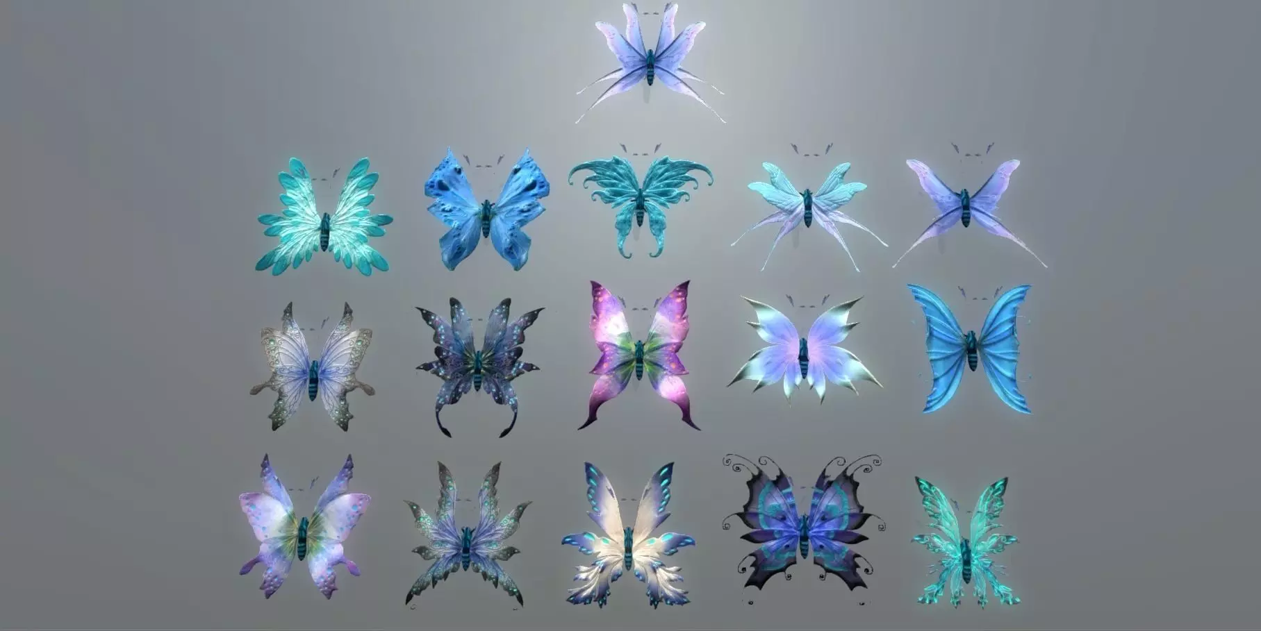 Butterflies 2 Animated Low-poly 3D model
