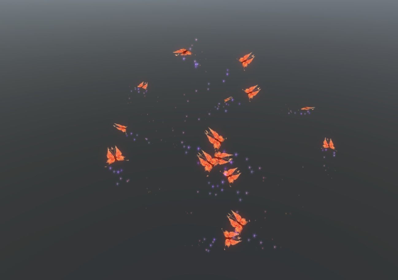 Butterflies 2 Animated  Low-poly 3D model_29