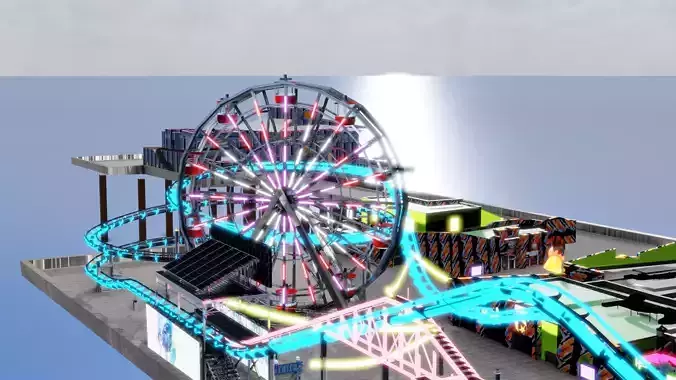 LA Beach Pacific Park Low Polly 3D Modal 