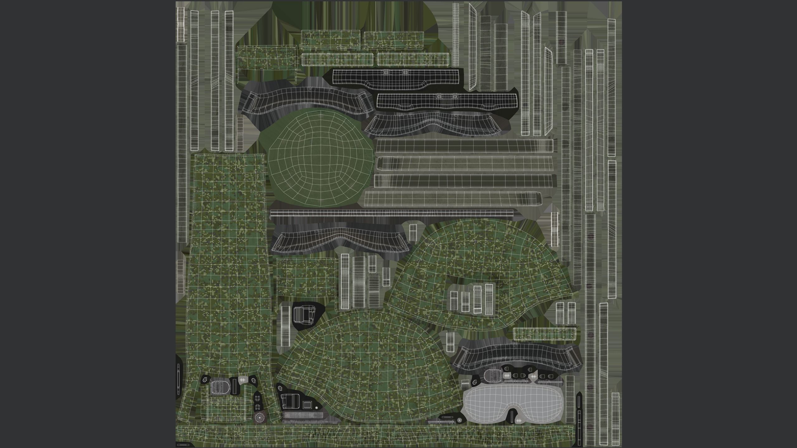 Trooper Helmet 6B47 with Goggles Low-poly 3D model_11