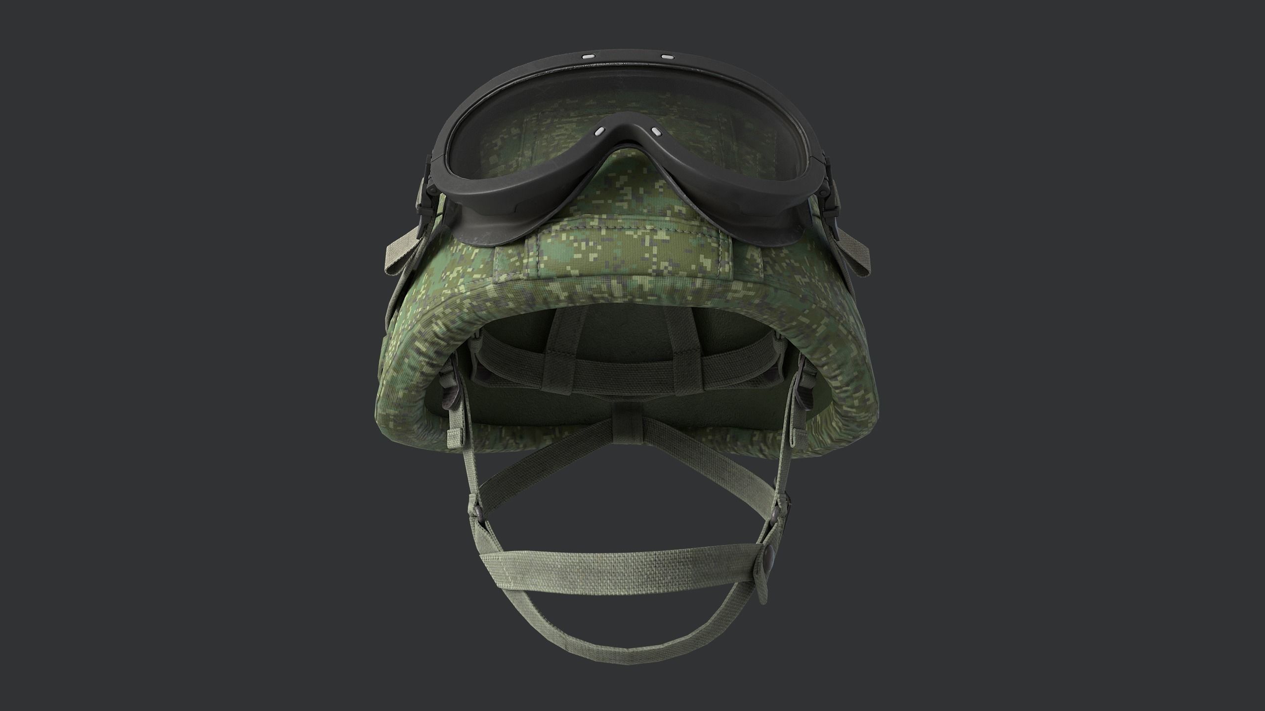 Trooper Helmet 6B47 with Goggles Low-poly 3D model_2