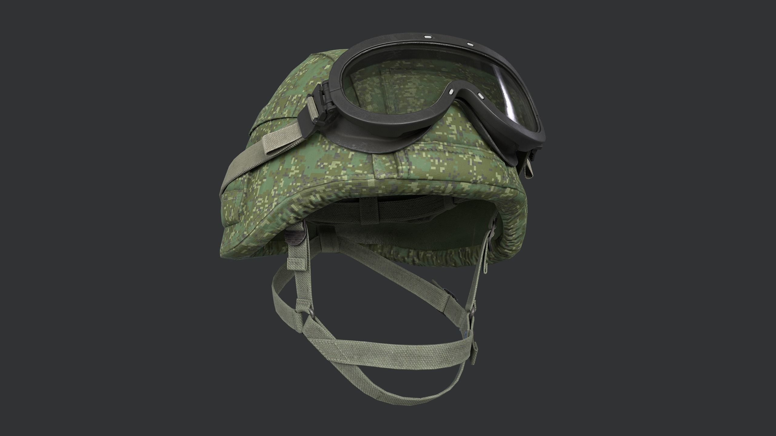 Trooper Helmet 6B47 with Goggles Low-poly 3D model_1