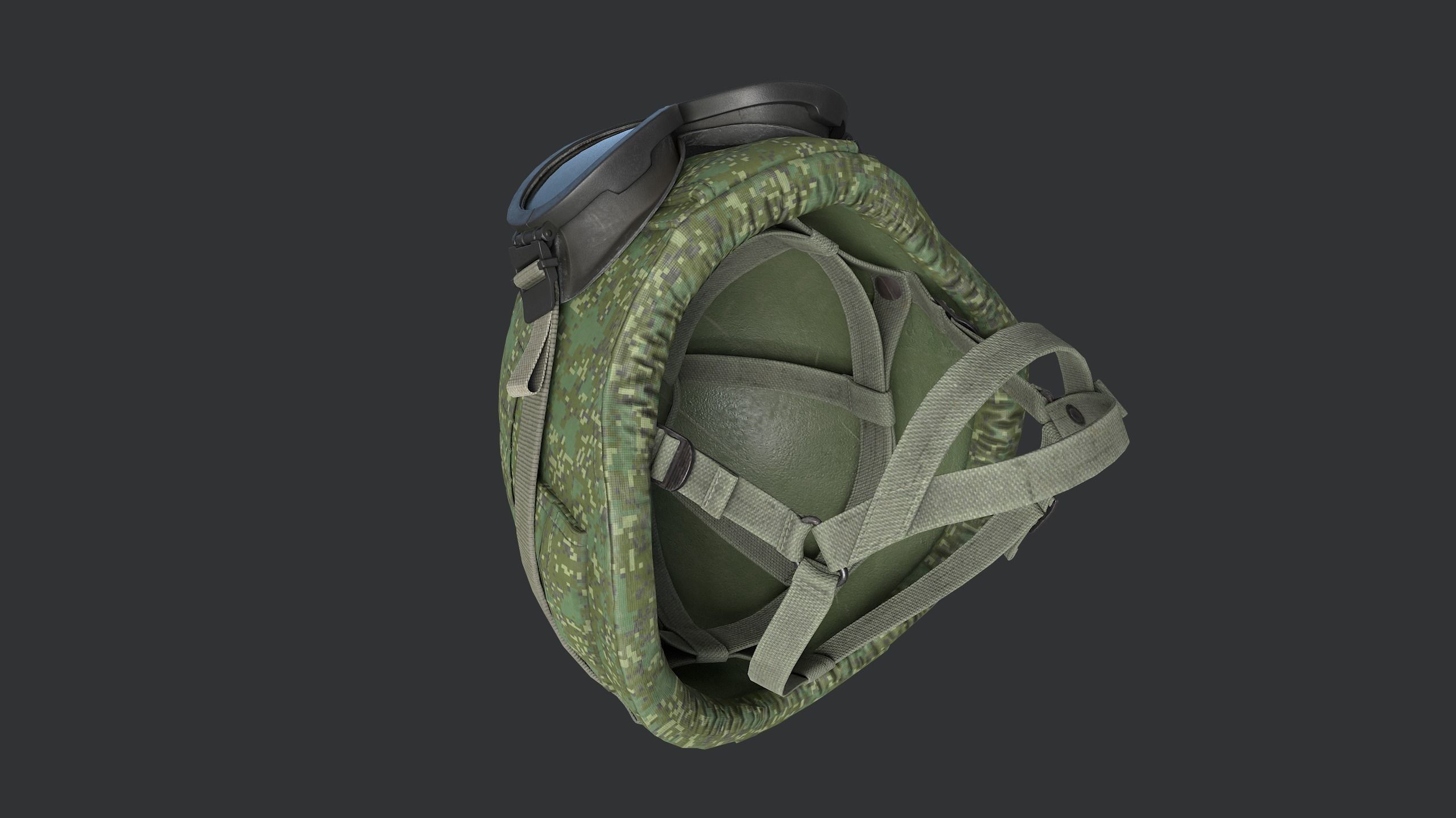 Trooper Helmet 6B47 with Goggles Low-poly 3D model_10