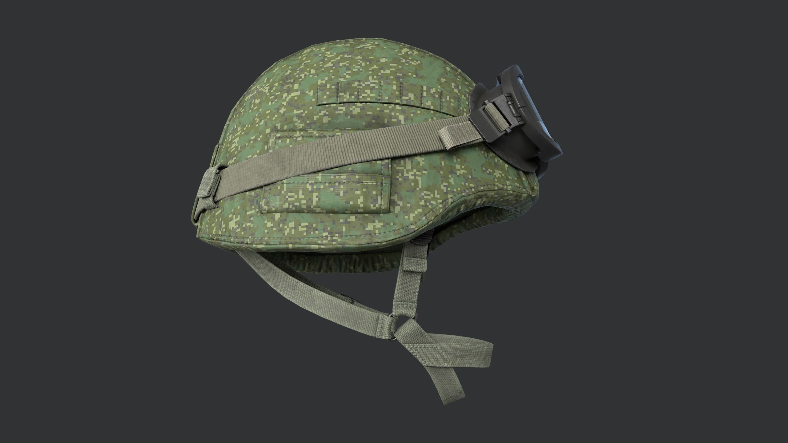 Trooper Helmet 6B47 with Goggles Low-poly 3D model_3