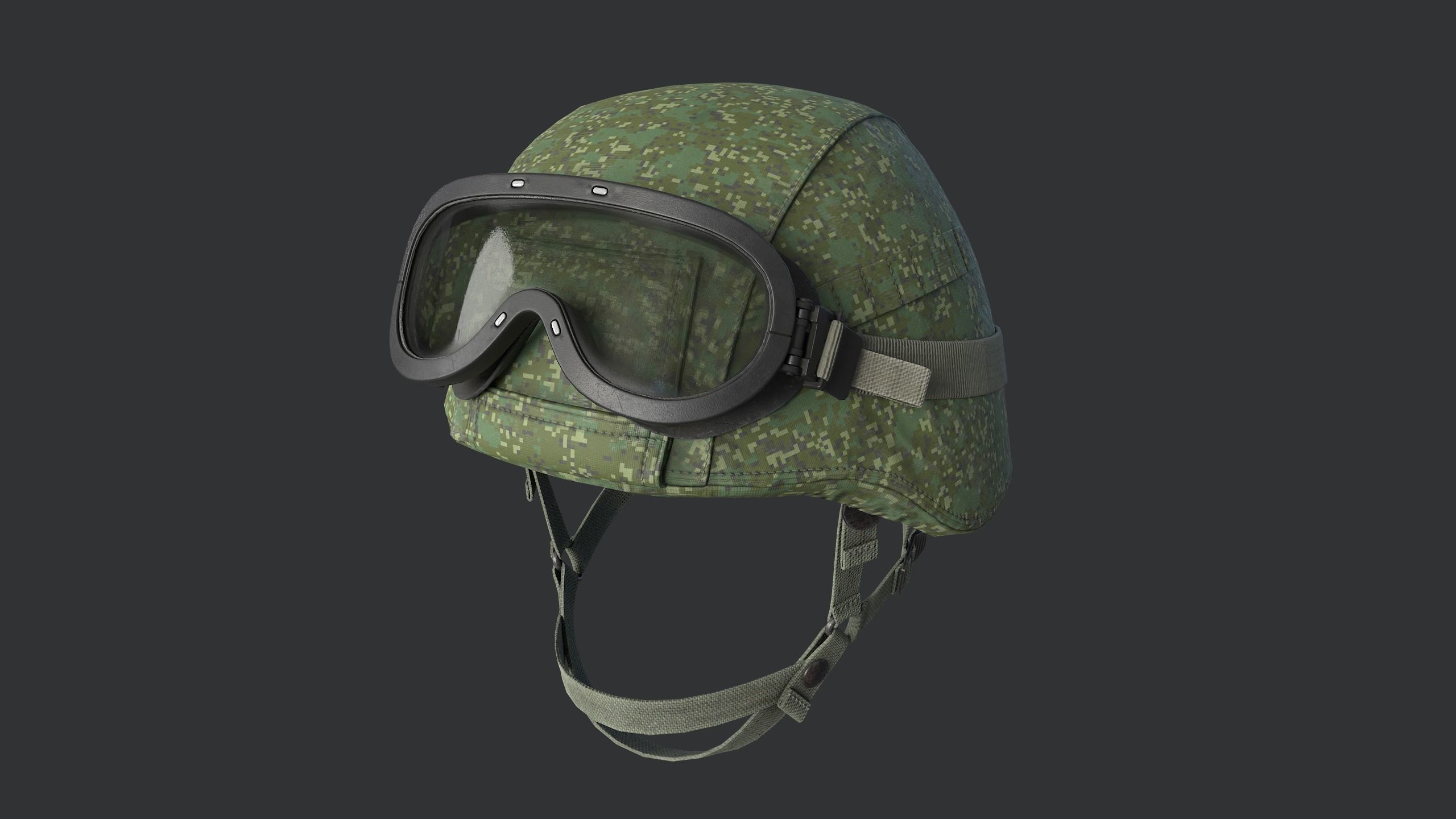 Trooper Helmet 6B47 with Goggles Low-poly 3D model_7