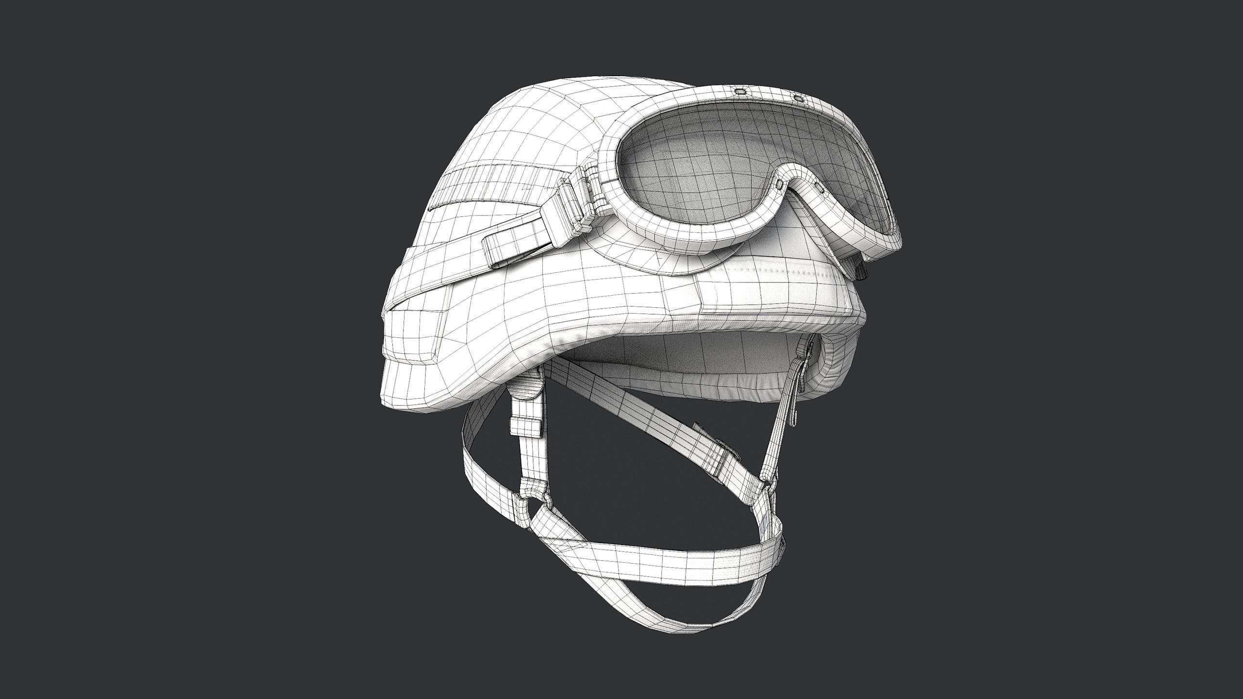Trooper Helmet 6B47 with Goggles Low-poly 3D model_12