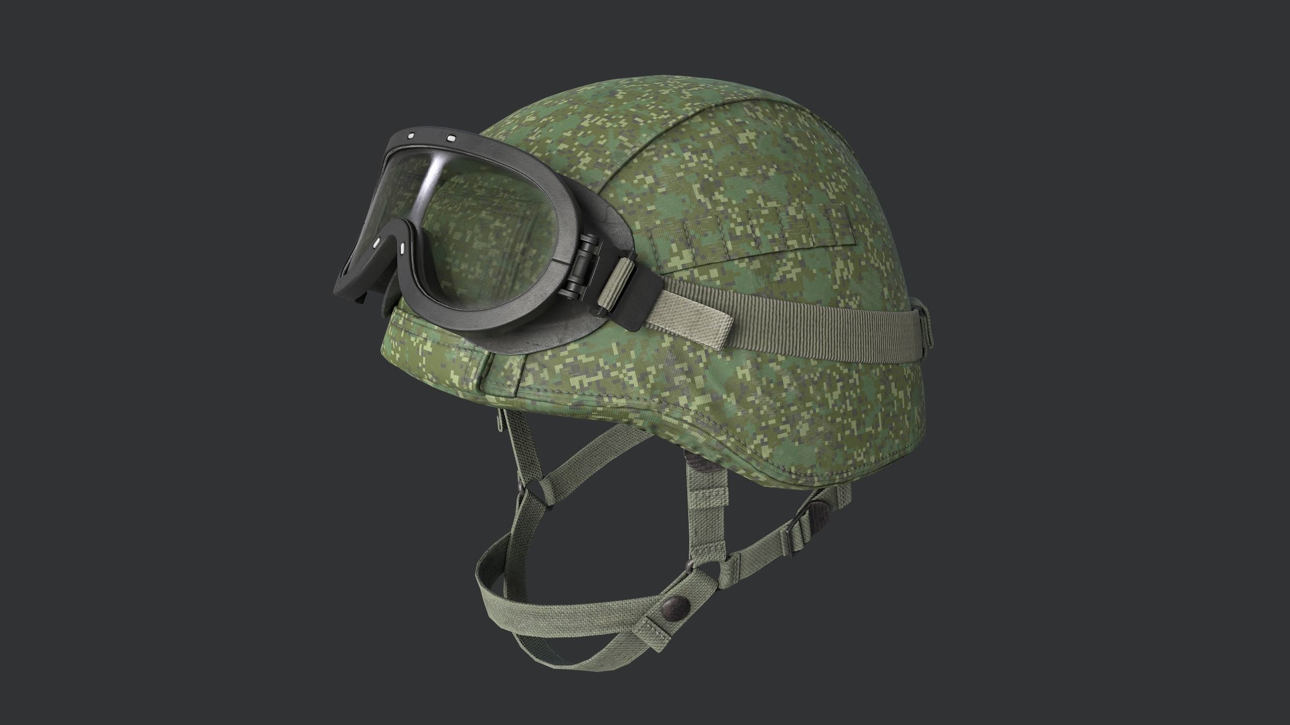 Trooper Helmet 6B47 with Goggles Low-poly 3D model_6