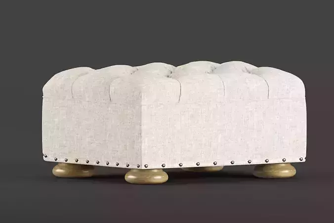 RH-CHURCHILL OTTOMAN WITH NAILHEADS 3D model