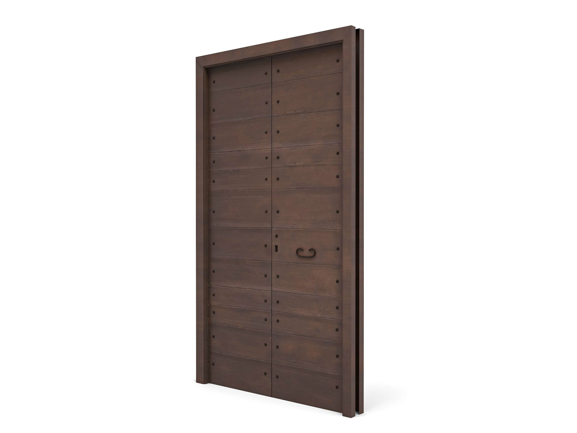 Wooden door 3 Low-poly 3D model_2