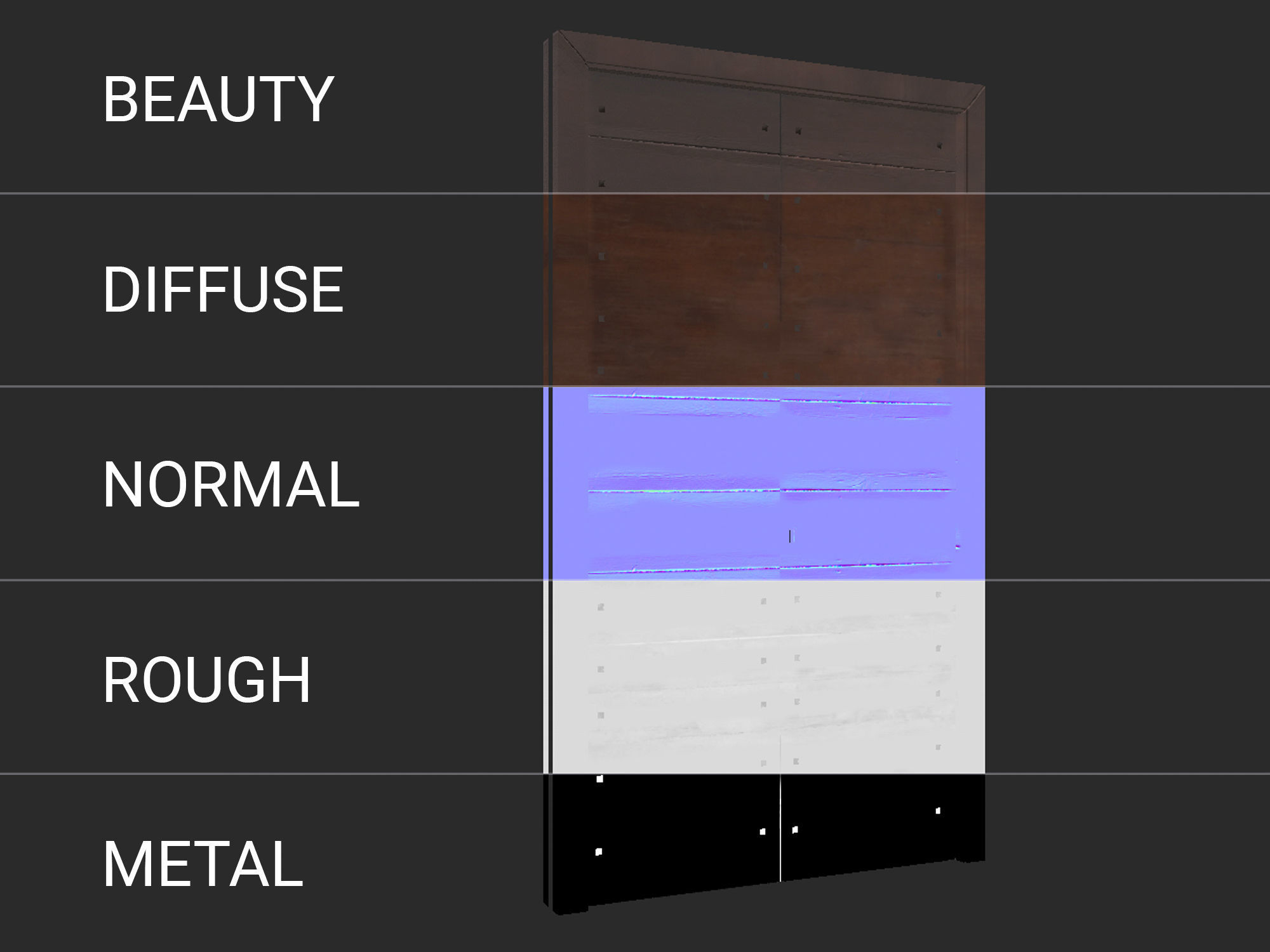 Wooden door 3 Low-poly 3D model_11