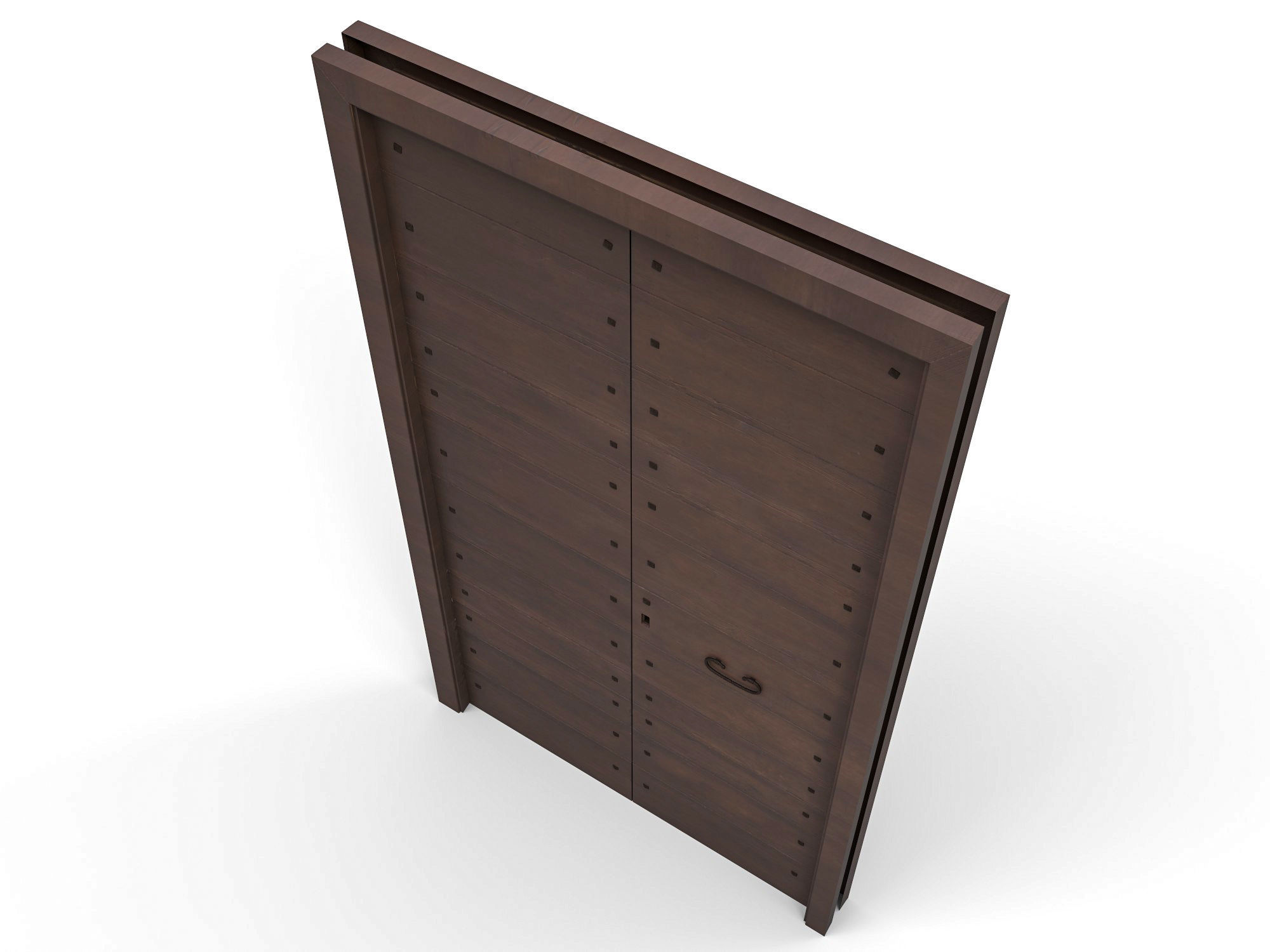 Wooden door 3 Low-poly 3D model_4