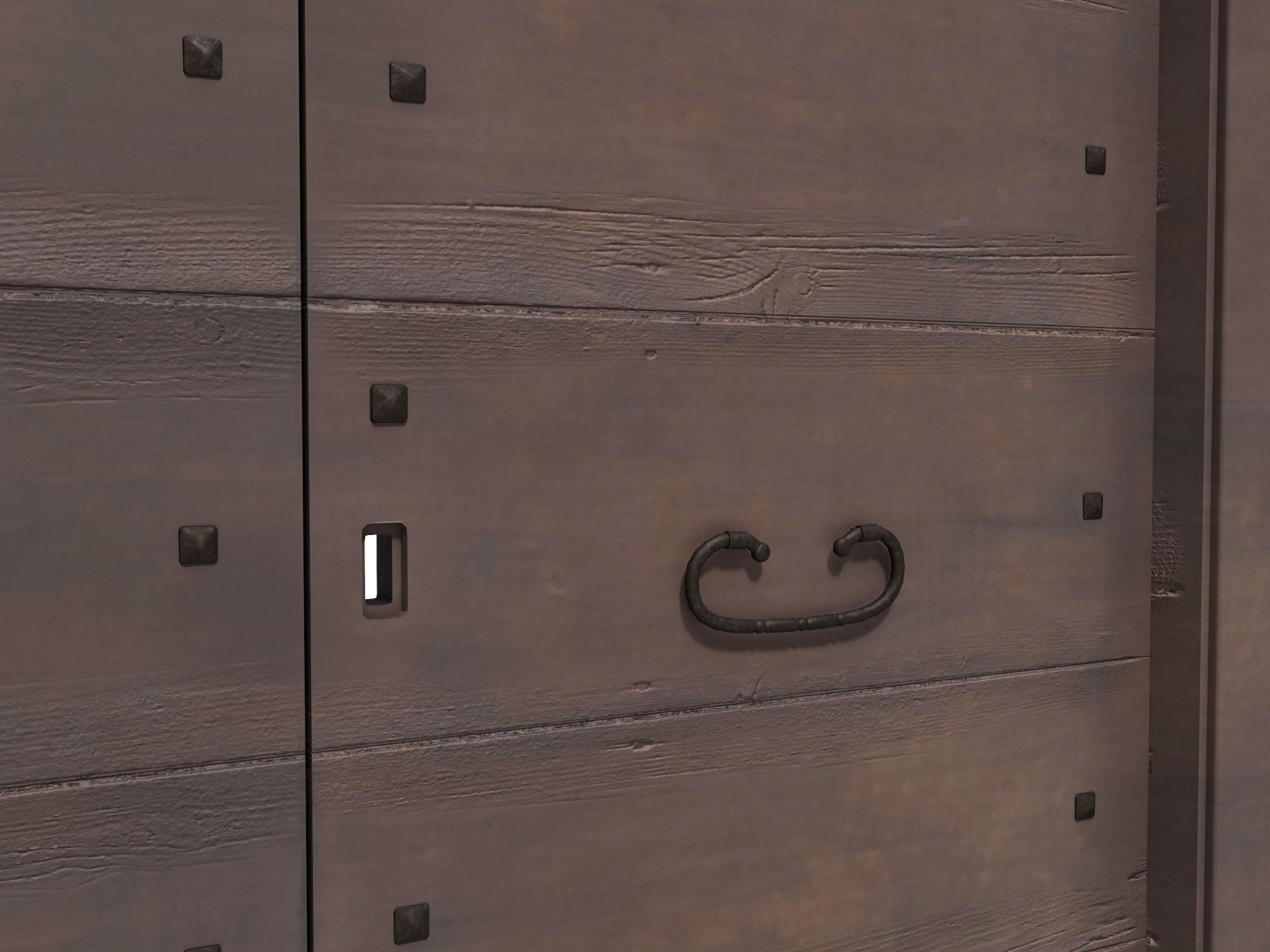 Wooden door 3 Low-poly 3D model_6