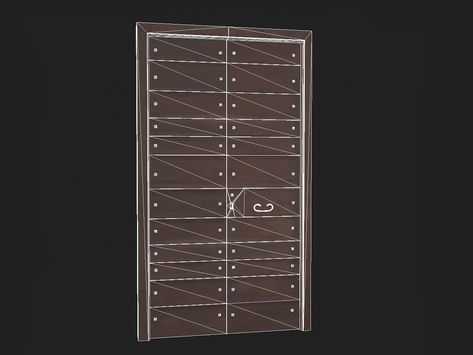 Wooden door 3 Low-poly 3D model_8