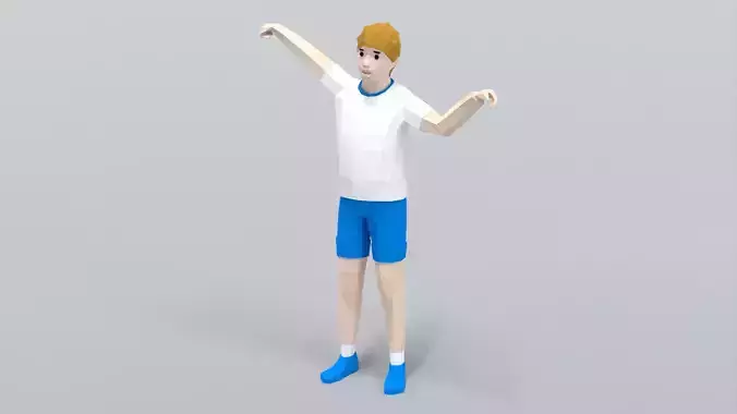 Low Poly Kid Celebrating