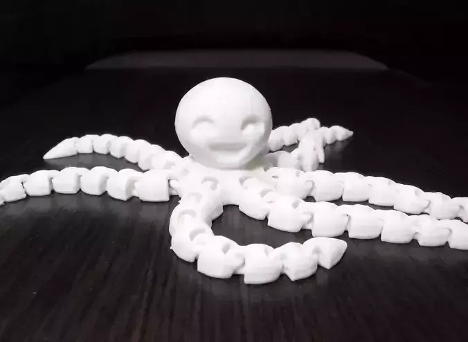 Smiling articulated flexi octopus 3D print model
