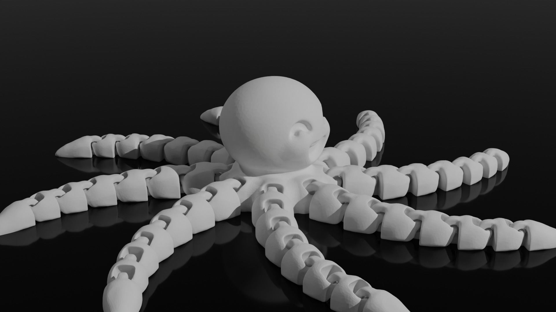 Smiling articulated flexi octopus 3D print model_3
