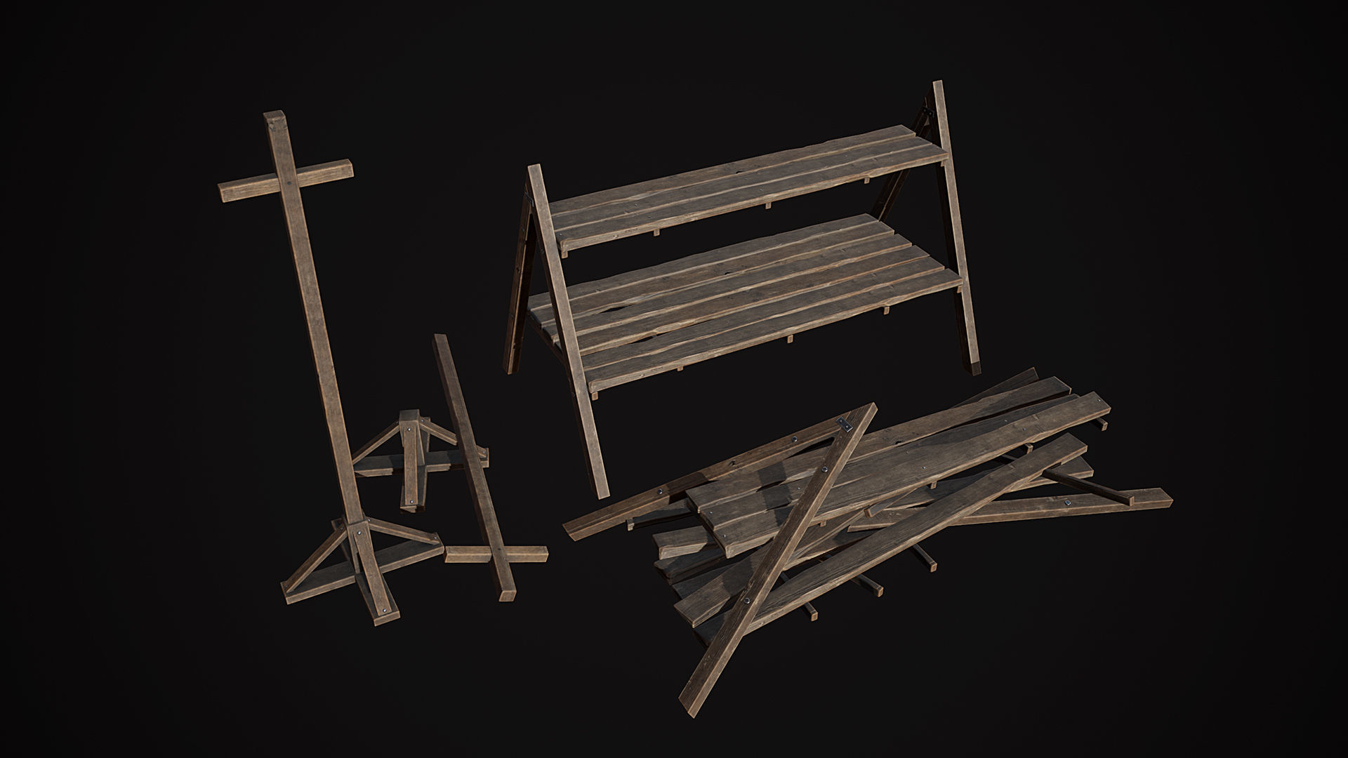 Medieval Weapon - Stands Low-poly 3D model_7
