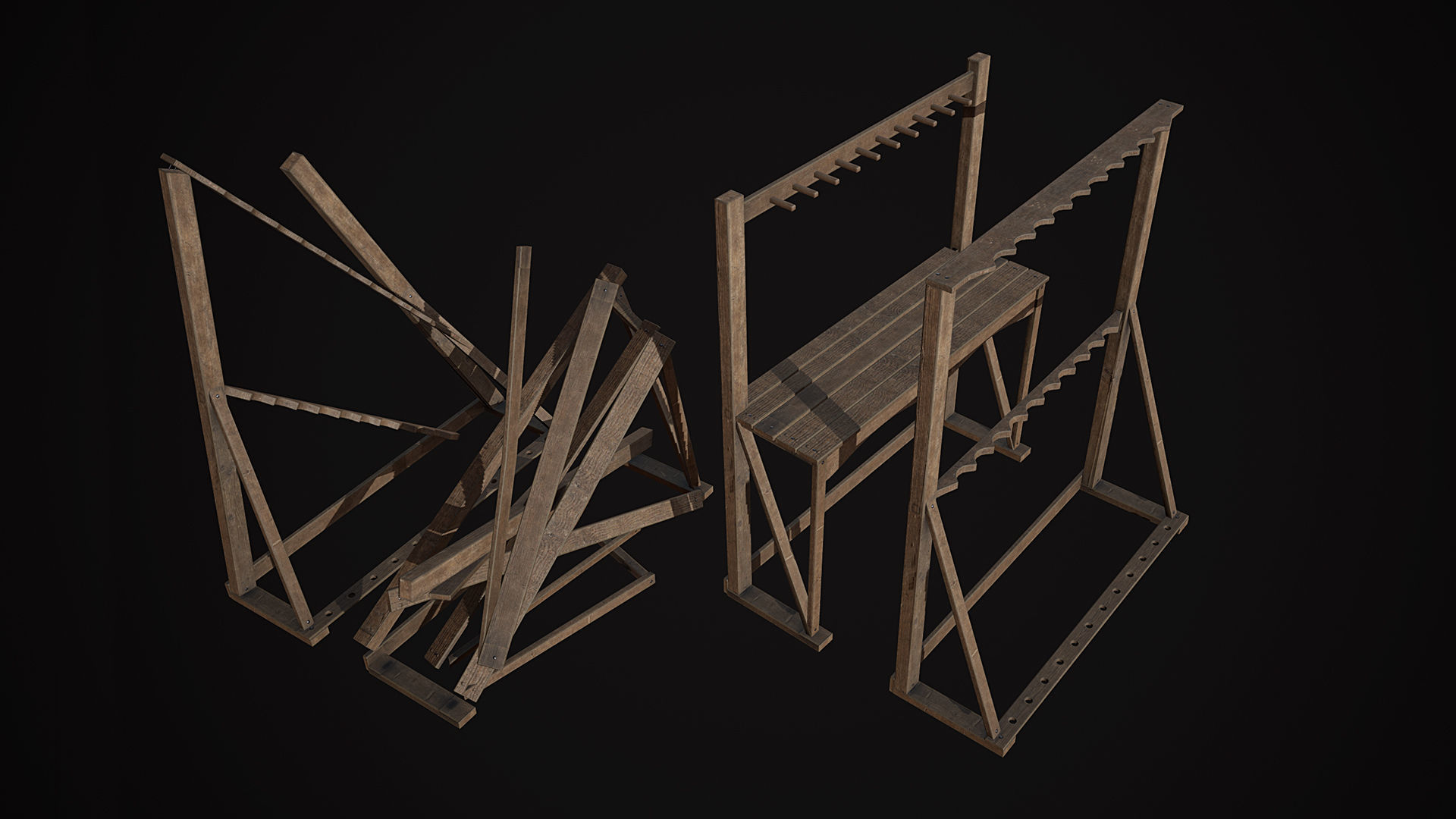 Medieval Weapon - Stands Low-poly 3D model_6