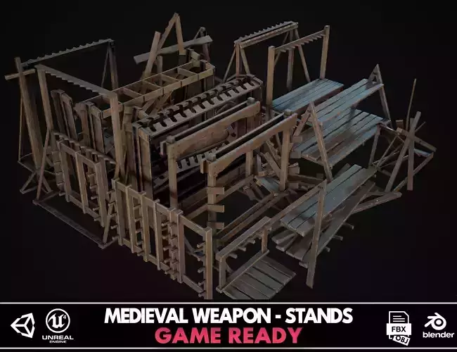 Medieval Weapon - Stands Low-poly 3D model