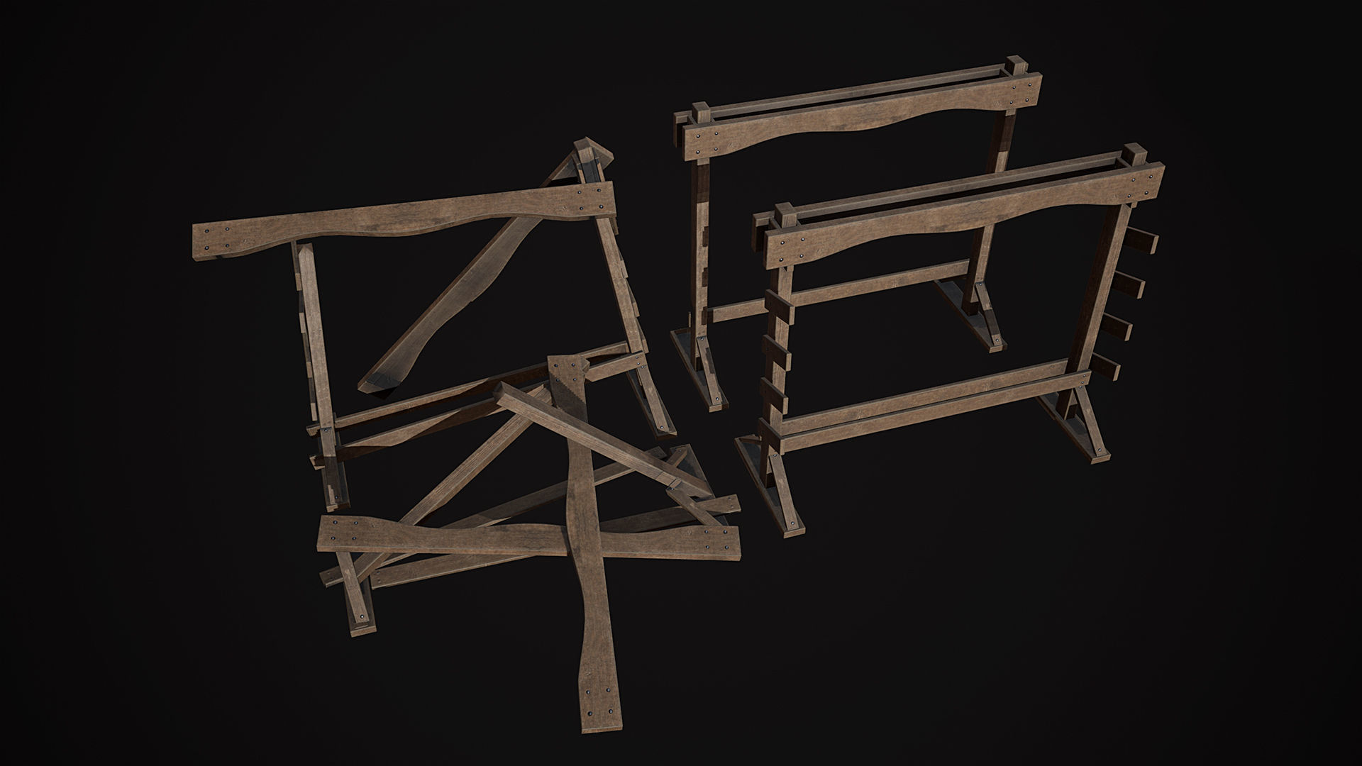 Medieval Weapon - Stands Low-poly 3D model_3