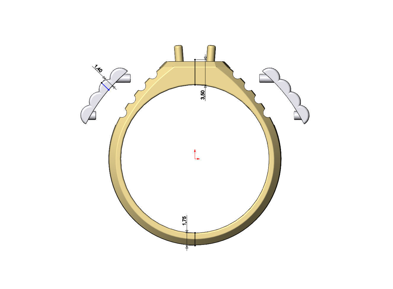 Diamond solitaire presidential link inserts ring US sizes 7to11 3D print model_8