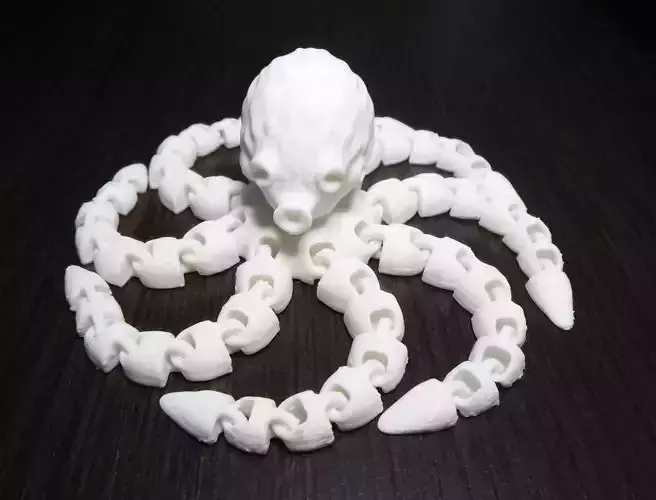 Wrinkly articulated flexi octopus 3D print model