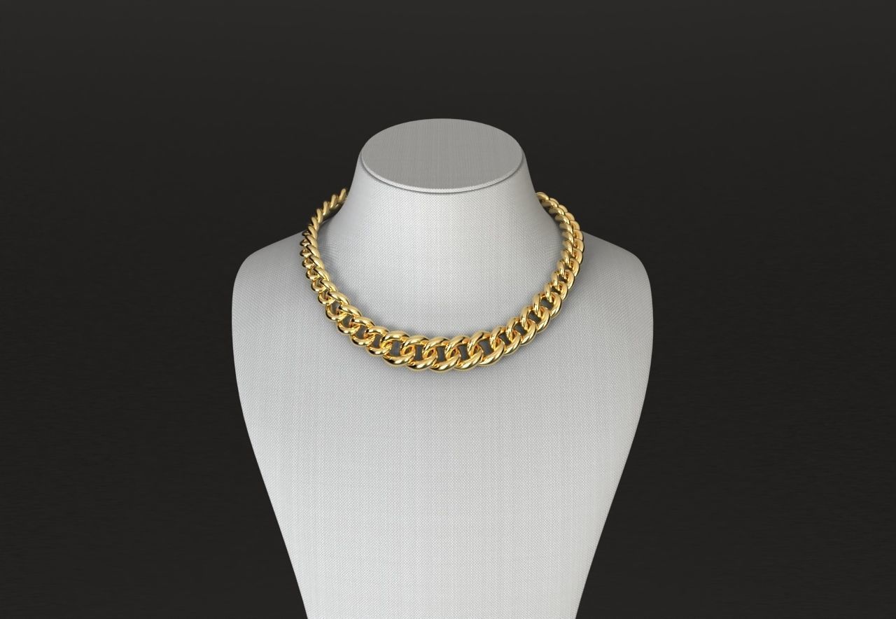 Oval Graduated Cuban Chain Necklace 3D print model_4