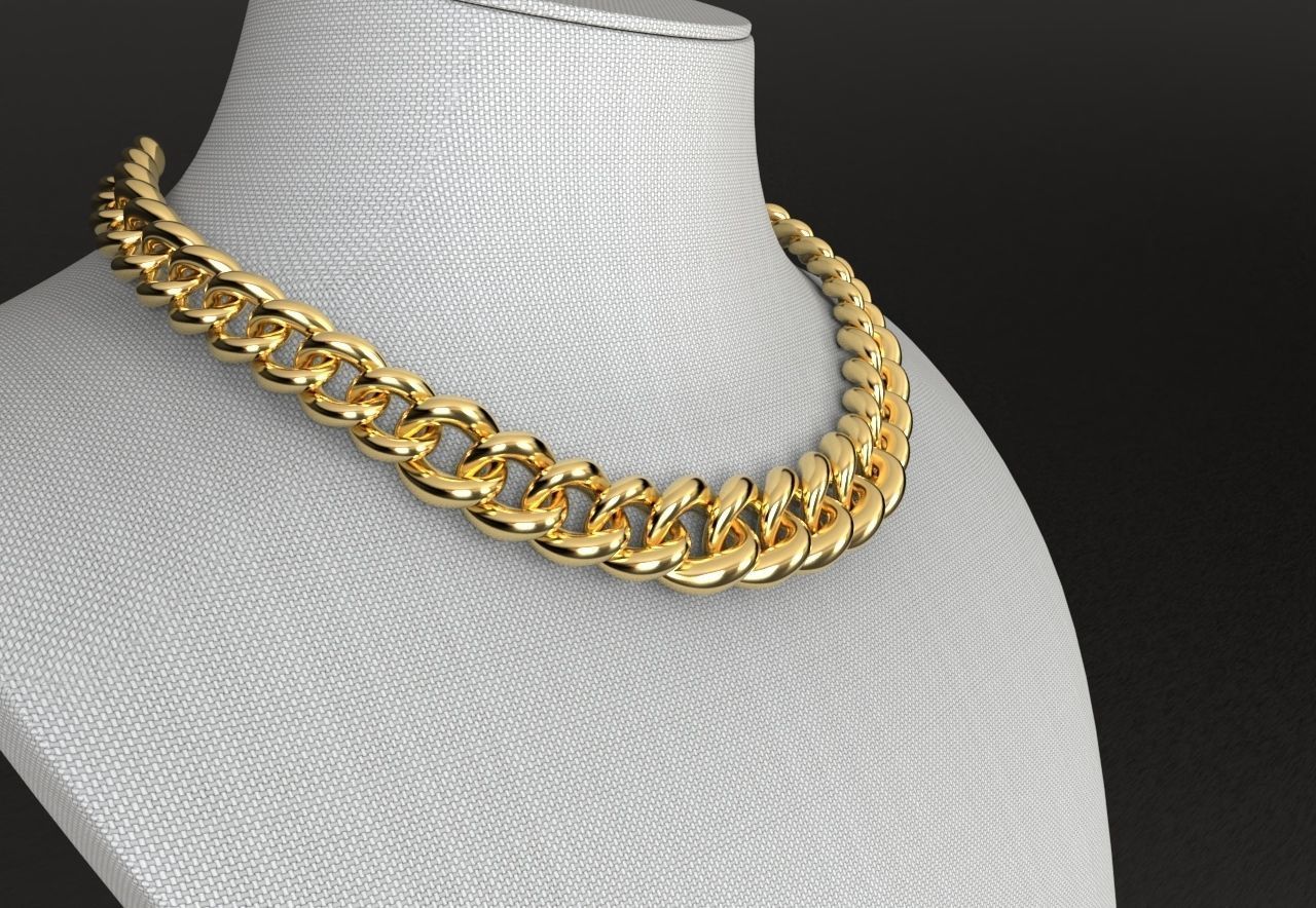 Oval Graduated Cuban Chain Necklace 3D print model_5