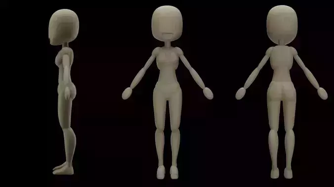 stylized female character base mesh Free low-poly 3D model