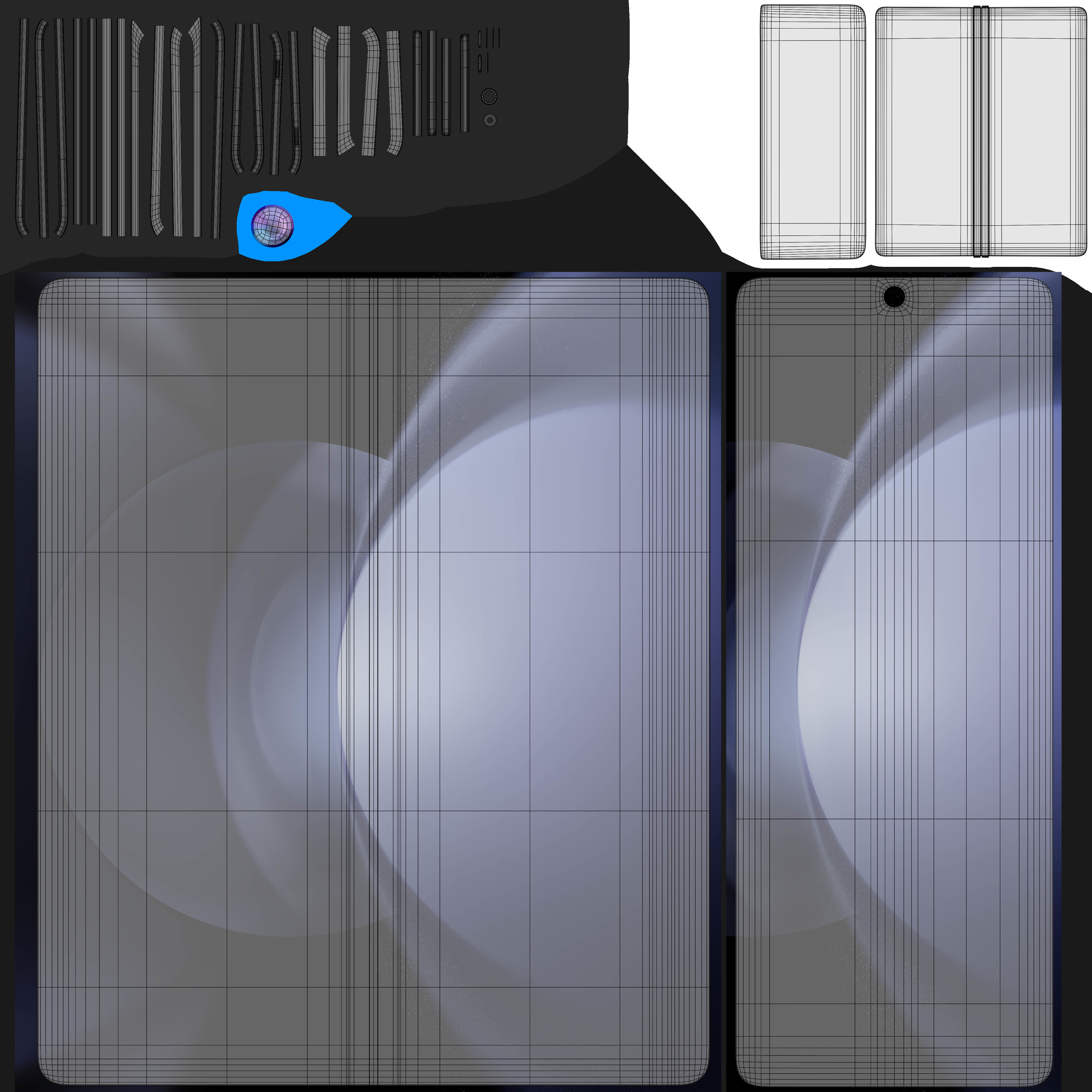 Samsung Galaxy Z Fold 5 Blue 3D model_14