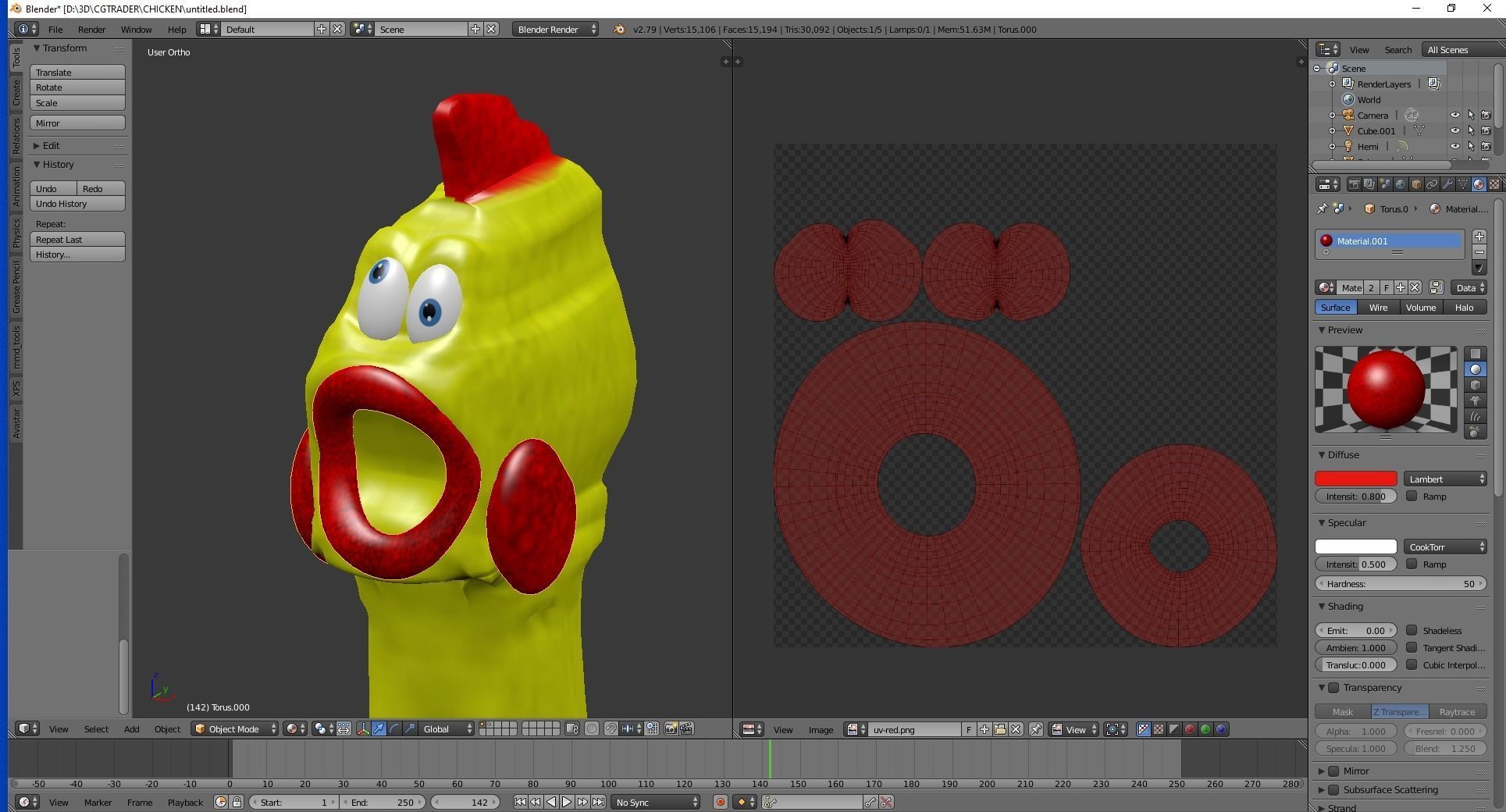 Crazy Chicken Screamming Low-poly 3D model_1