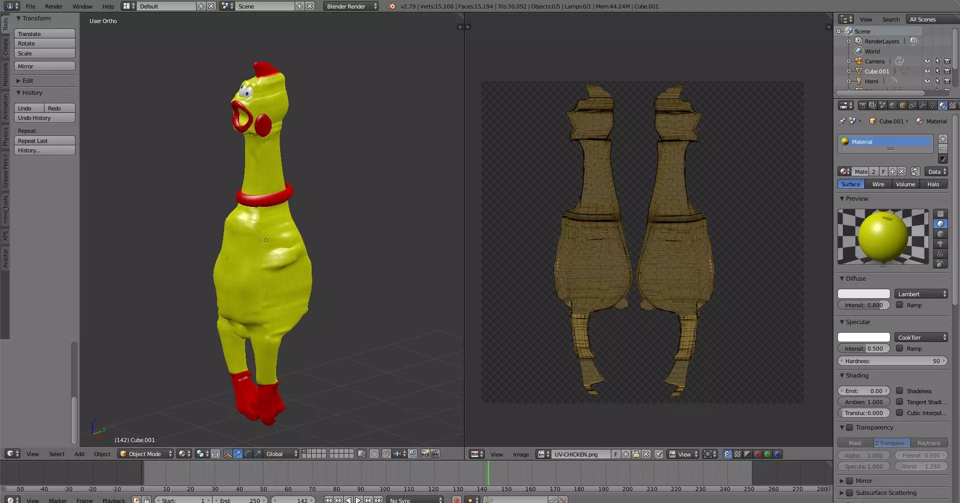 Crazy Chicken Screamming Low-poly 3D model_0