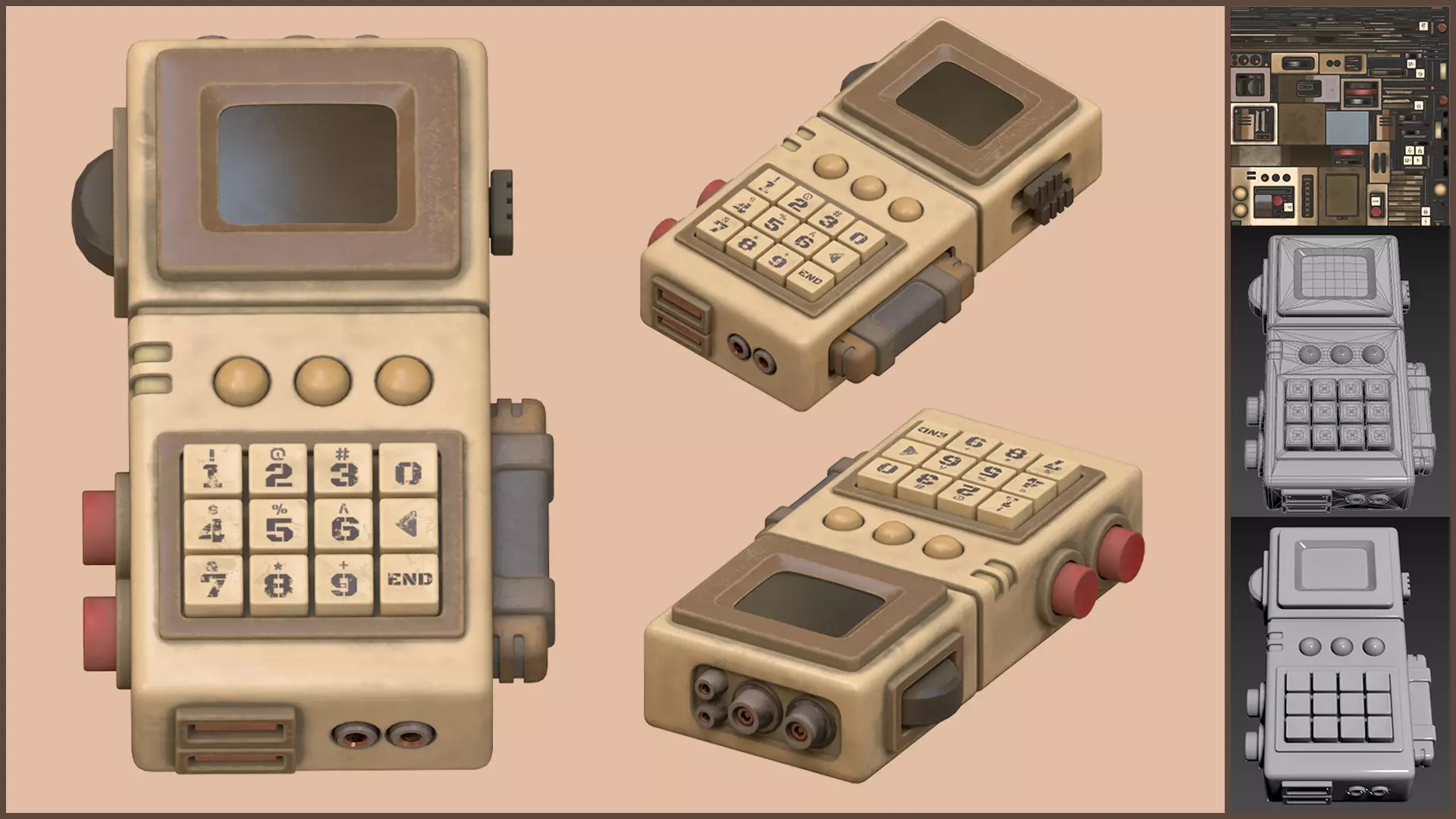 Cassette Futurism Handheld Device Low-poly 3D model