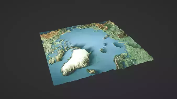 Arctic Ocean North Pole Map Topography