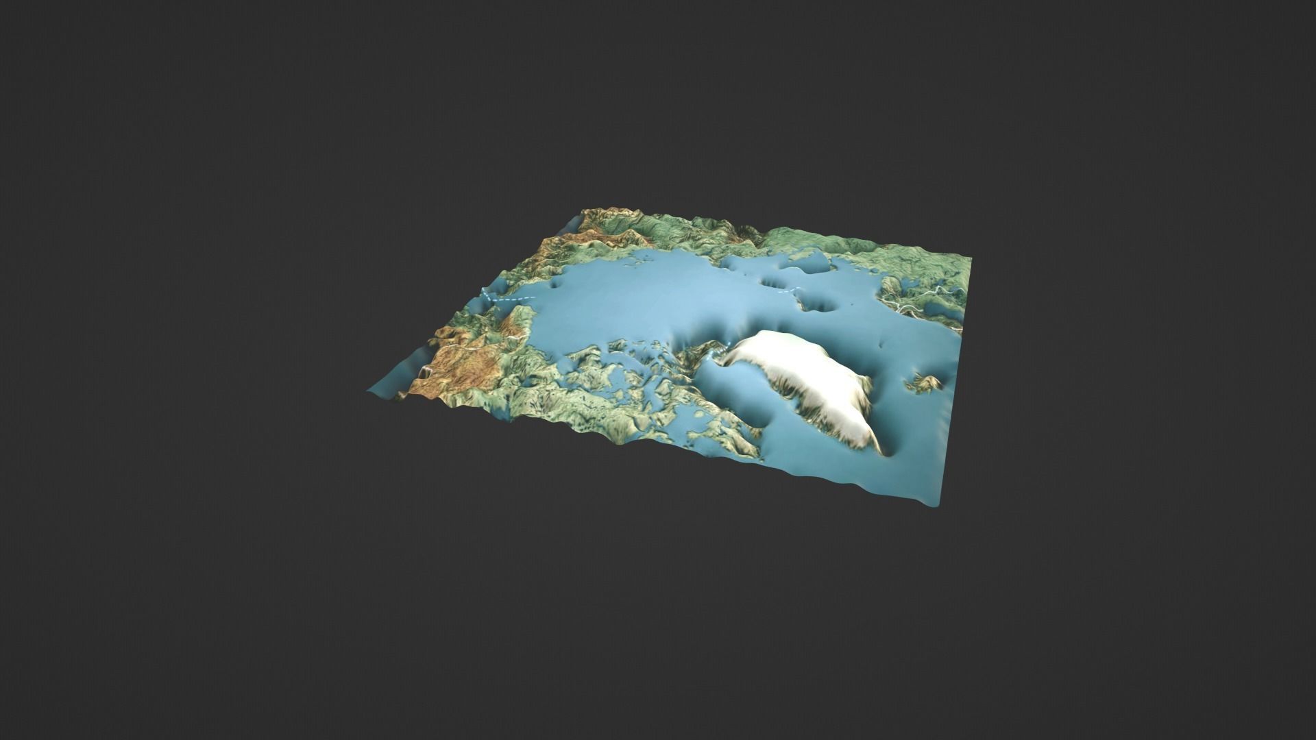 Arctic Ocean North Pole Map Topography Low-poly 3D model_4