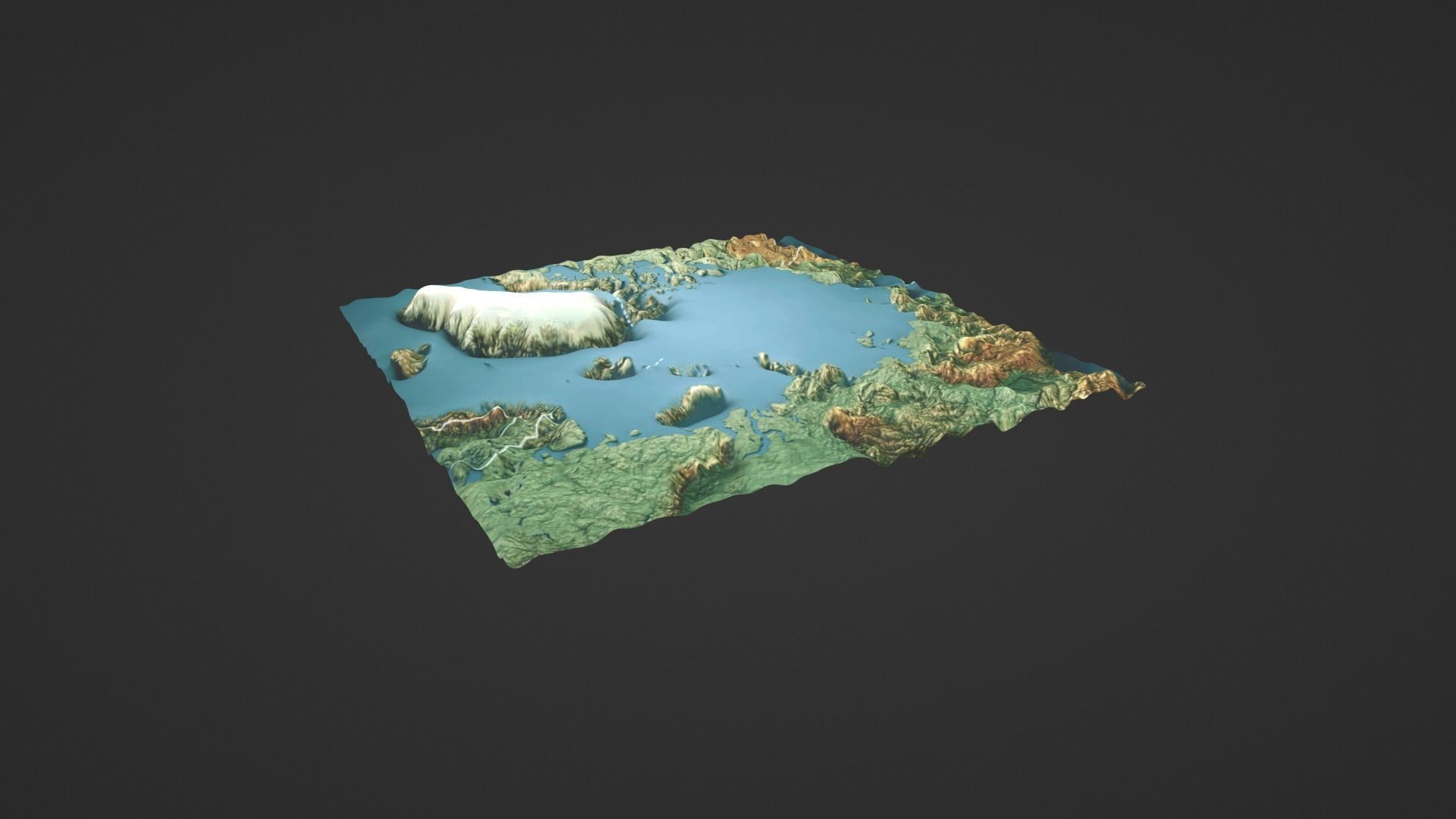 Arctic Ocean North Pole Map Topography Low-poly 3D model_5