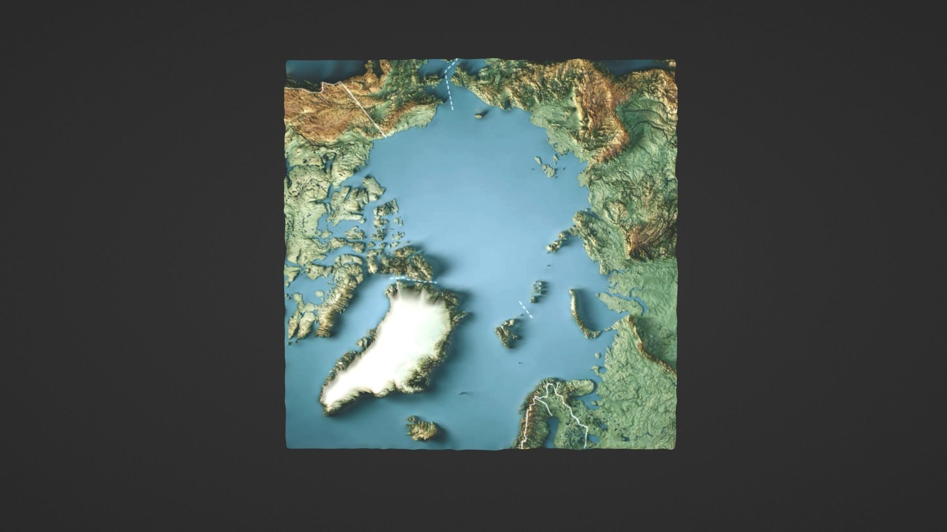 Arctic Ocean North Pole Map Topography Low-poly 3D model_3