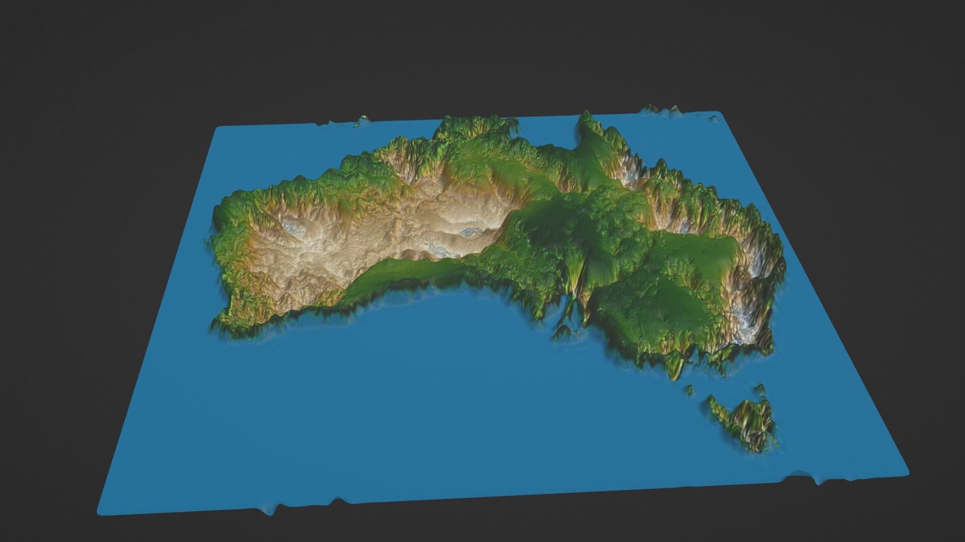 Australia Map Topography Low-poly 3D model_6