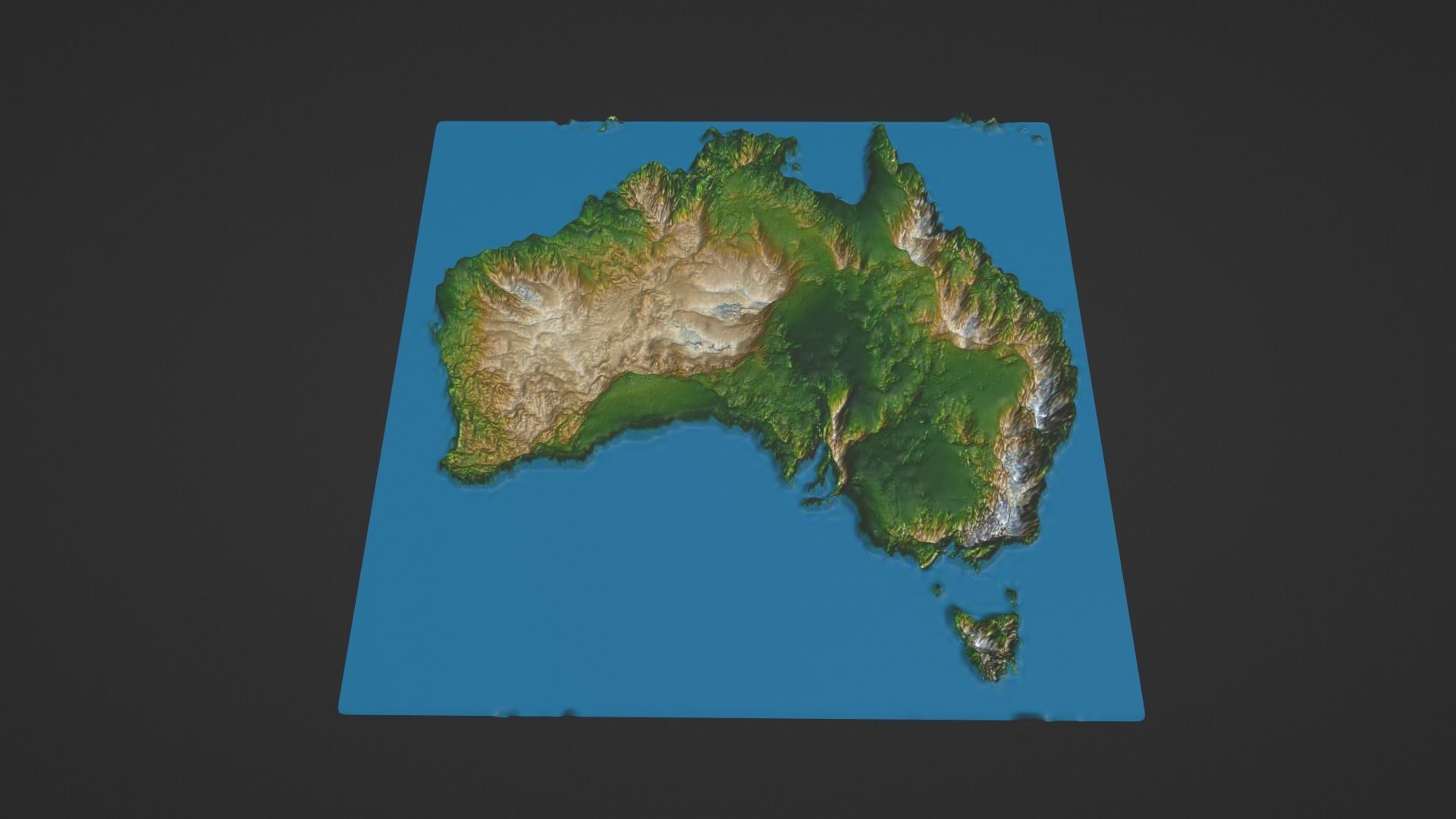 Australia Map Topography Low-poly 3D model_1
