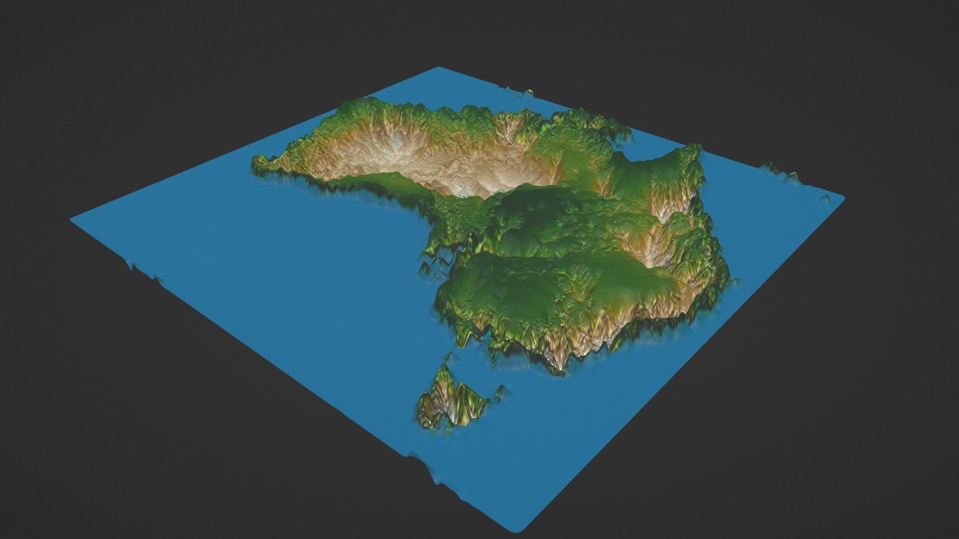 Australia Map Topography Low-poly 3D model_2