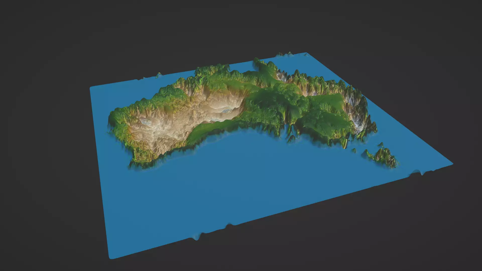 Australia Map Topography Low-poly 3D model_0