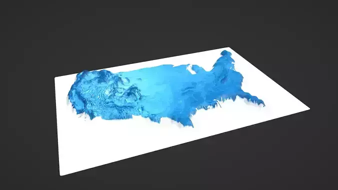North America Map Topography Low-poly 3D model