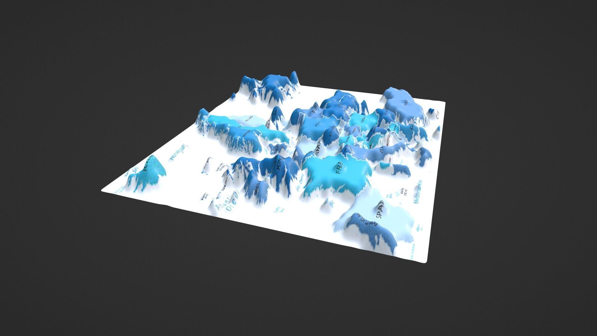 Europe Map Topography Low-poly 3D model_4