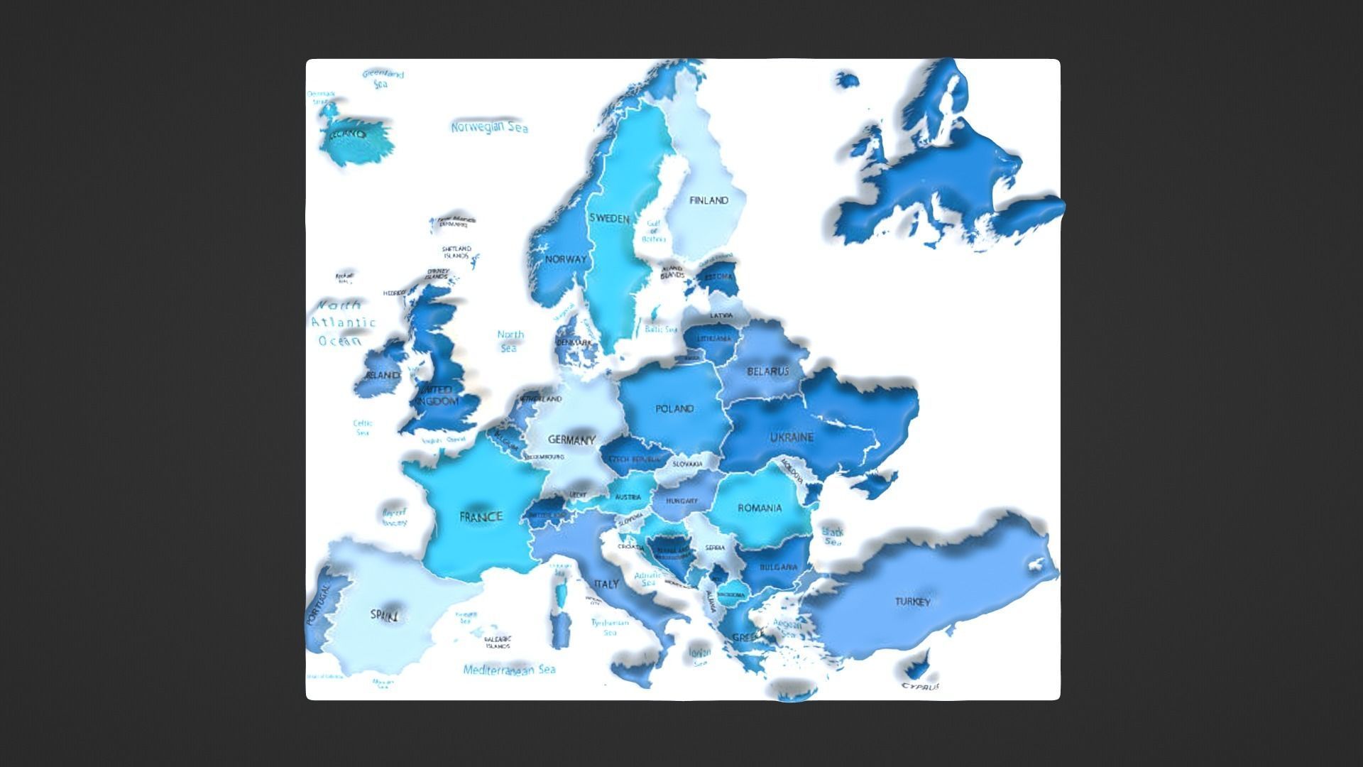 Europe Map Topography Low-poly 3D model_3