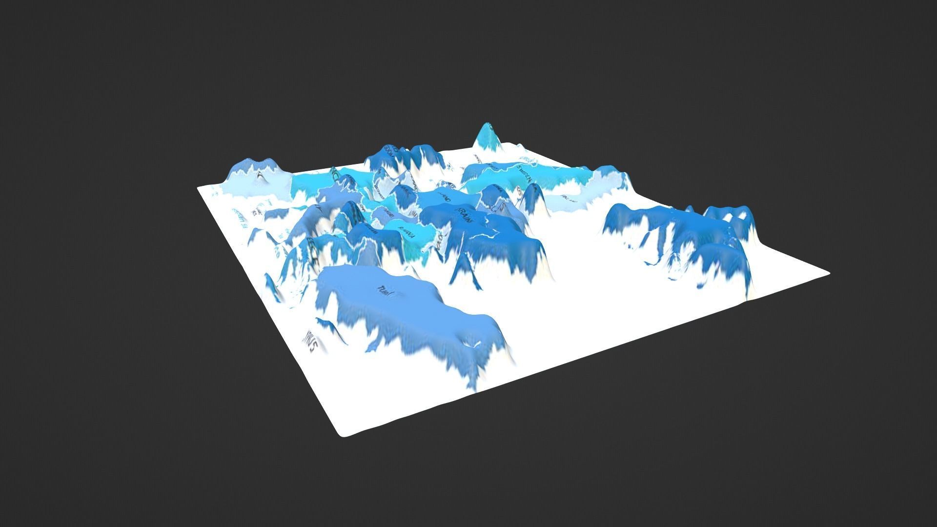 Europe Map Topography Low-poly 3D model_5